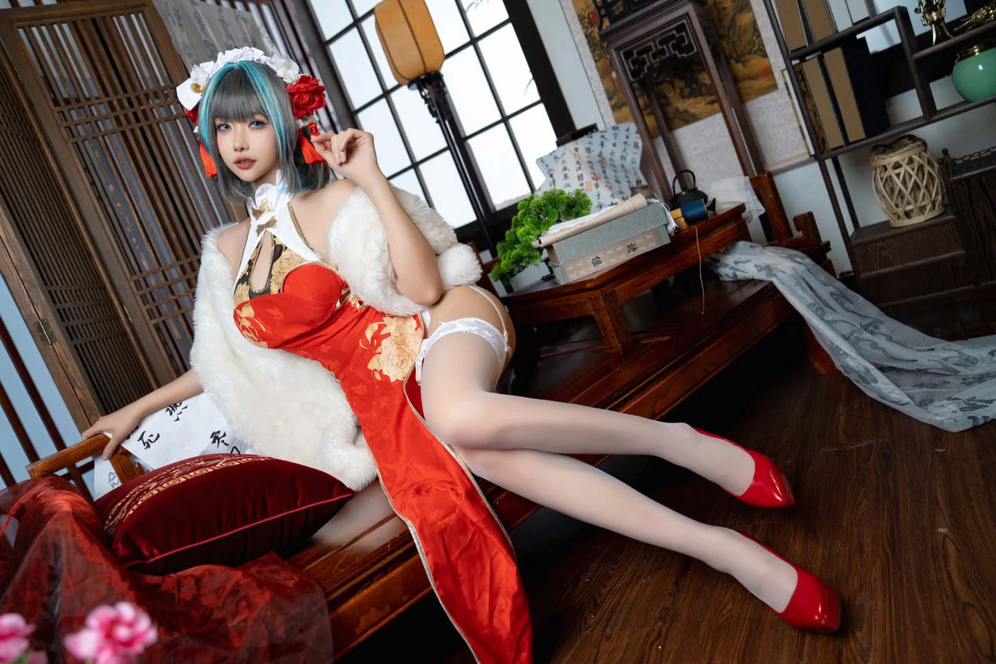 Momoko葵葵 - 柴郡本 旗袍 [29P-185MB] tg@simisebaisi 【丝足阁】028.webp
